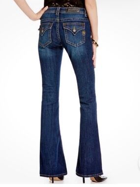 Miss Me Dark Blue Flare Jeans - Signature Back Stitch